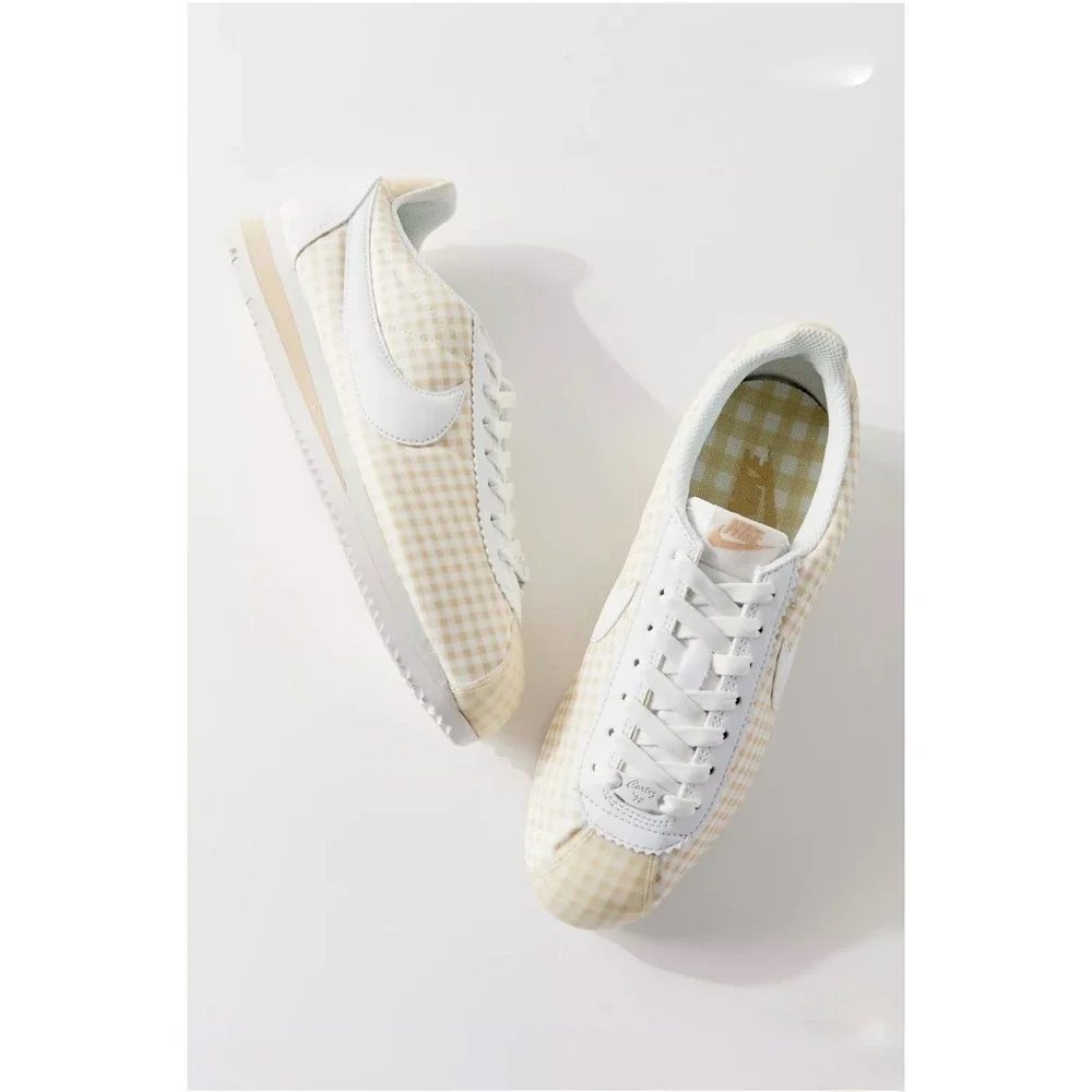 Nike Cortez Gingham Casual Sneakers Women's Size 8.5 White Beige - Picture 4 of 13